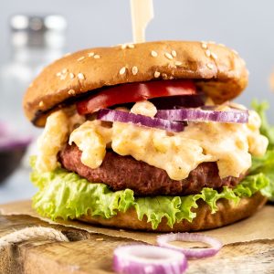 Macaroni Cheese With Veg Patti Burger